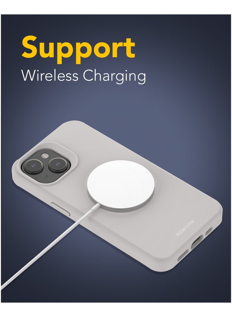 Remson Mag-X Magnetic Hybrid Protective Silicone Case Compatible for iPhone 15 Pro 6.1 inches - Stone Grey - Image 4