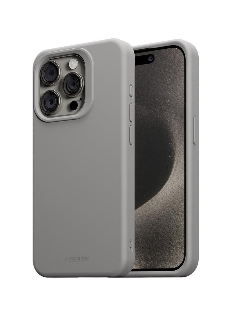 Remson Mag-X Magnetic Hybrid Protective Silicone Case Compatible for iPhone 15 Pro 6.1 inches - Stone Grey - Image 1