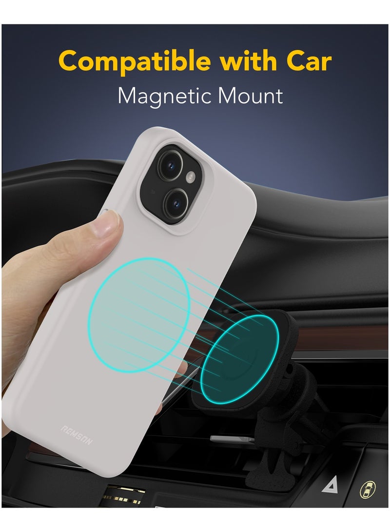 Remson Mag-X Magnetic Hybrid Protective Silicone Case Compatible for iPhone 15 Pro 6.1 inches - Stone Grey - Image 5