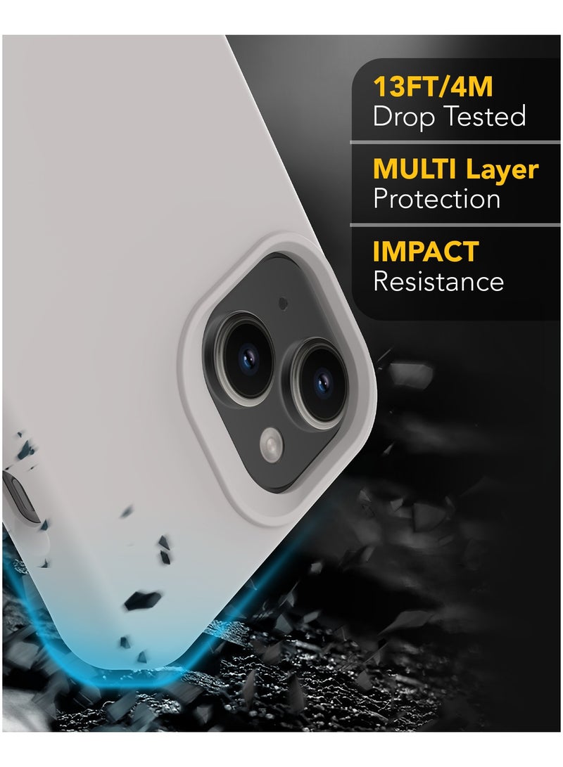 Remson Mag-X Magnetic Hybrid Protective Silicone Case Compatible for iPhone 15 Pro 6.1 inches - Stone Grey - Image 3