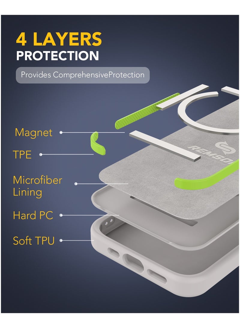 Remson Mag-X Magnetic Hybrid Protective Silicone Case Compatible for iPhone 15 Pro 6.1 inches - Stone Grey - Image 2