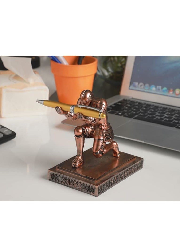 SYOSI Executive Knight Pen Holder  Personalized decoration Desk Accessory Stationery organizer, creative Pen Stand Decorative Gift for Office Red  - Image 3