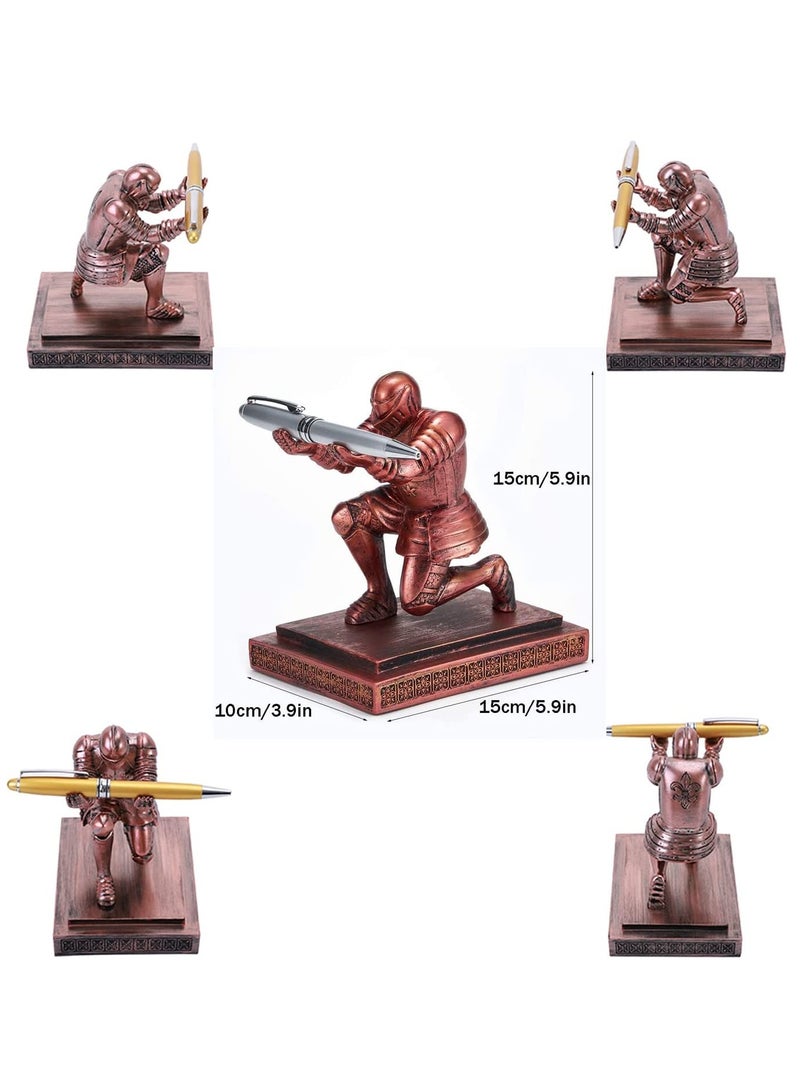 SYOSI Executive Knight Pen Holder  Personalized decoration Desk Accessory Stationery organizer, creative Pen Stand Decorative Gift for Office Red  - Image 4