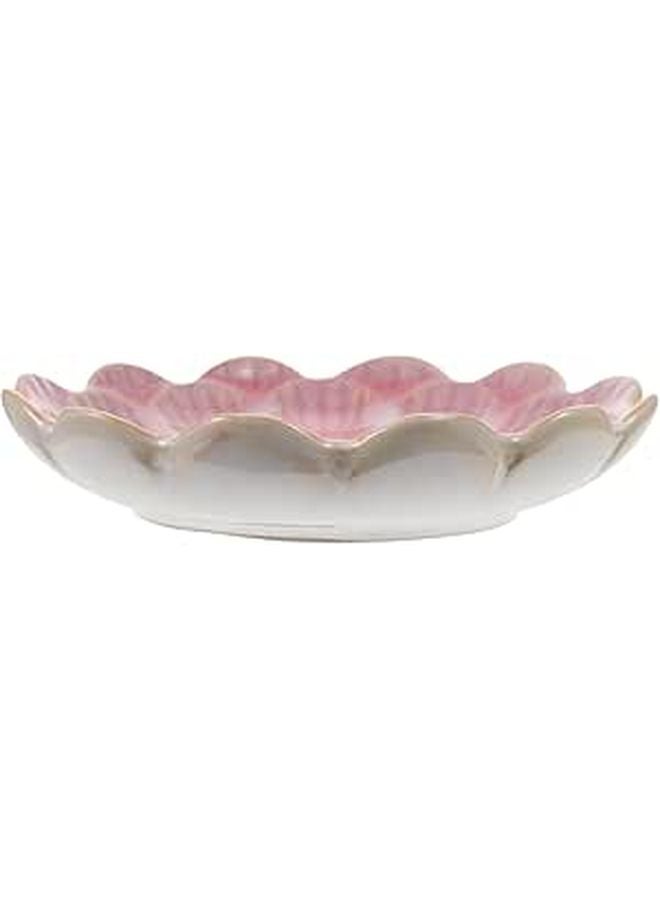 Pink Ceramic Flower Shaped Serving Plate For Kitchen Side Dishes - Image 1