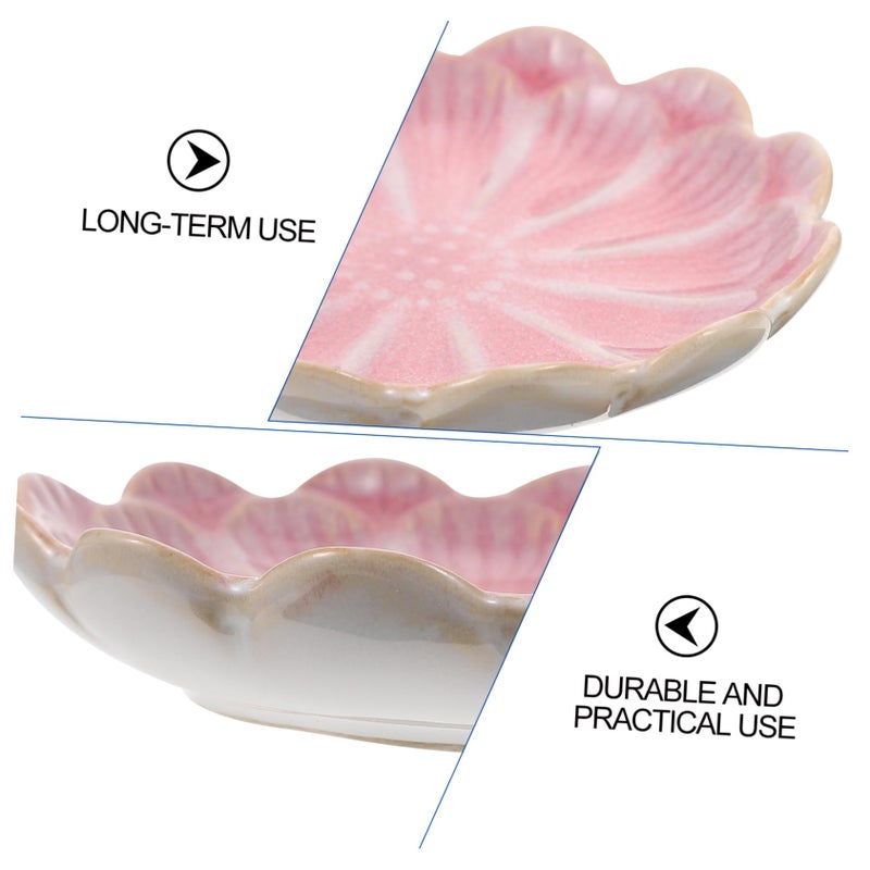 Pink Ceramic Flower Shaped Serving Plate For Kitchen Side Dishes - Image 5