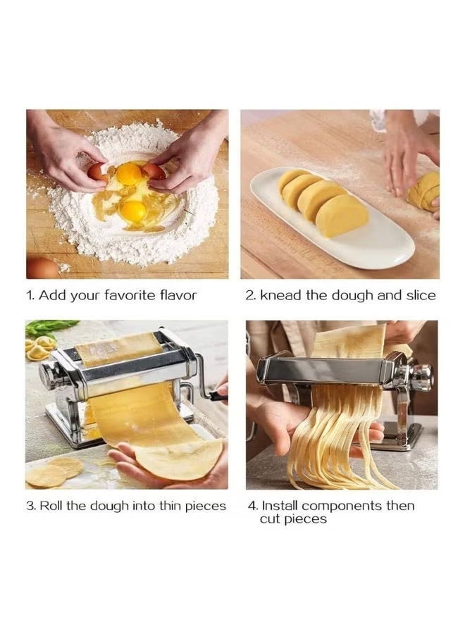 TOSCANA U Stainless Steel Manual Pasta Maker with Adjustable Thickness Settings - Image 4