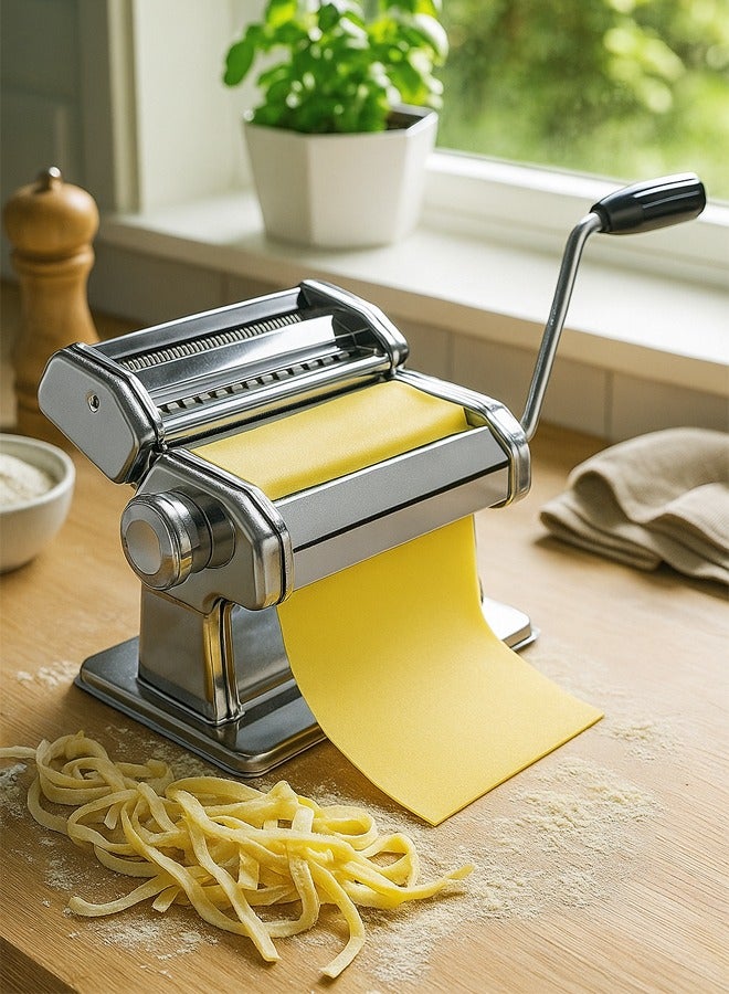 TOSCANA U Stainless Steel Manual Pasta Maker with Adjustable Thickness Settings - Image 1