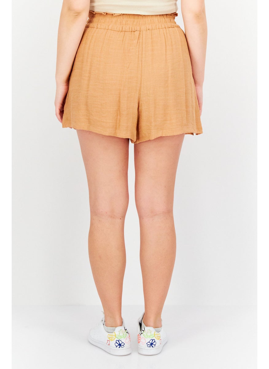 1 State Women Textured High Rise High Waist Shorts, 297 Toasted Nut  - Image 3