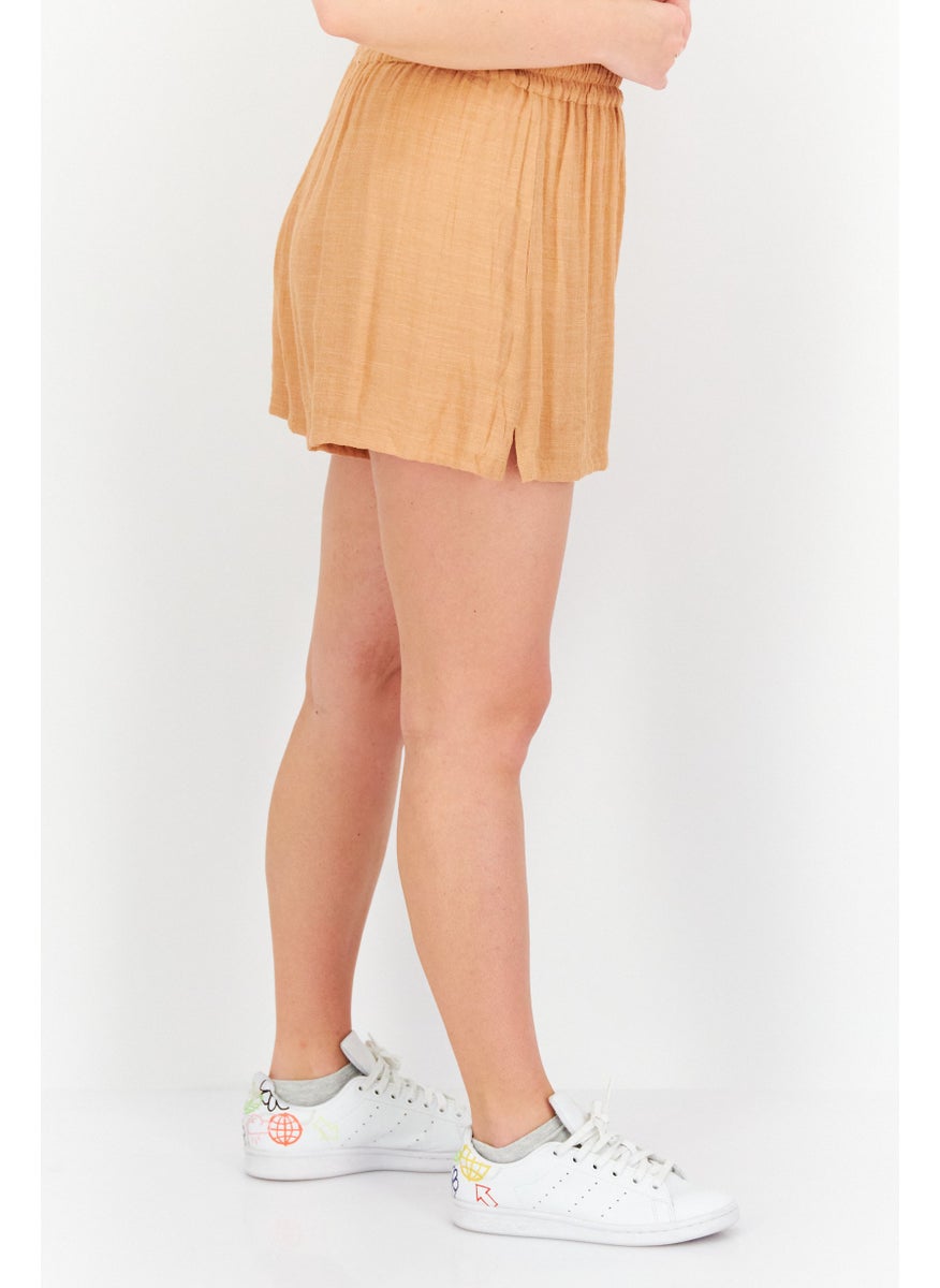 1 State Women Textured High Rise High Waist Shorts, 297 Toasted Nut  - Image 2