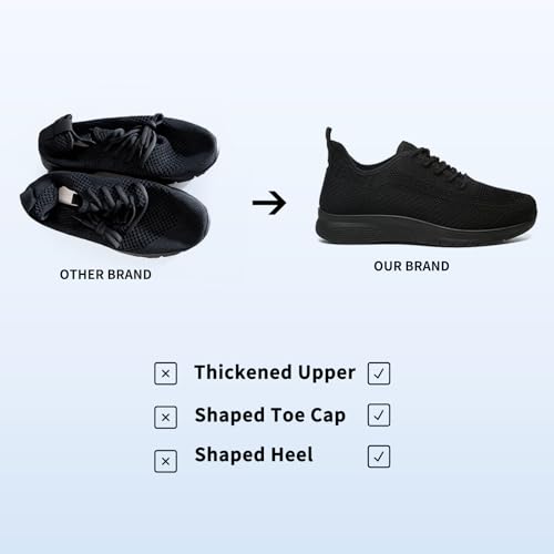 JIOJIT Sneakers for Women Walking Shoes Casual Lightweight Breathable Tennis Shoes Non Slip Work Shopping Travel (Black/Tongue 11.5) - Image 5