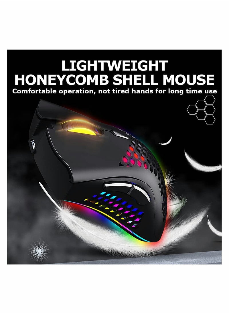 KASTWAVE - Wireless Gaming Mouse, Gaming Mice with Honeycomb Shell, 7 Sensitive Buttons, RGB Backlight, 3 Adjustable DPI, Ergonomic USB Optical Wireless Mouse for Laptop, PC, Computer, MacBook - Image 1