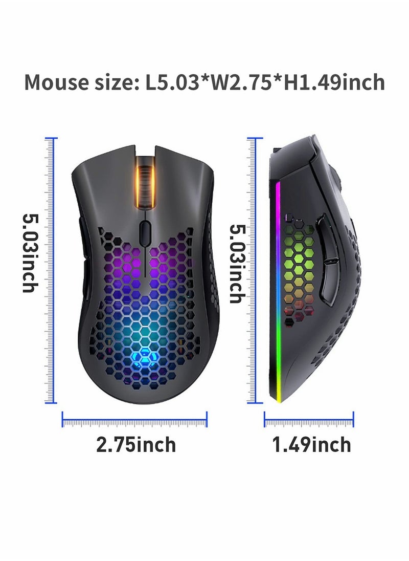 KASTWAVE - Wireless Gaming Mouse, Gaming Mice with Honeycomb Shell, 7 Sensitive Buttons, RGB Backlight, 3 Adjustable DPI, Ergonomic USB Optical Wireless Mouse for Laptop, PC, Computer, MacBook - Image 1