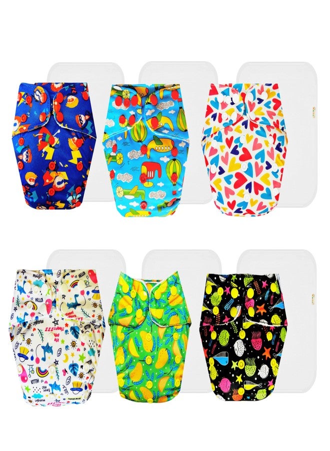 Dumbledo Premium Cloth Diaper with Cotton Insert (Pack of 6) | Snug Fit | Reusable & Washable | Easy to Clean | All-Day Wear | 3 Months - 3 Years | Unisex Baby - Image 1