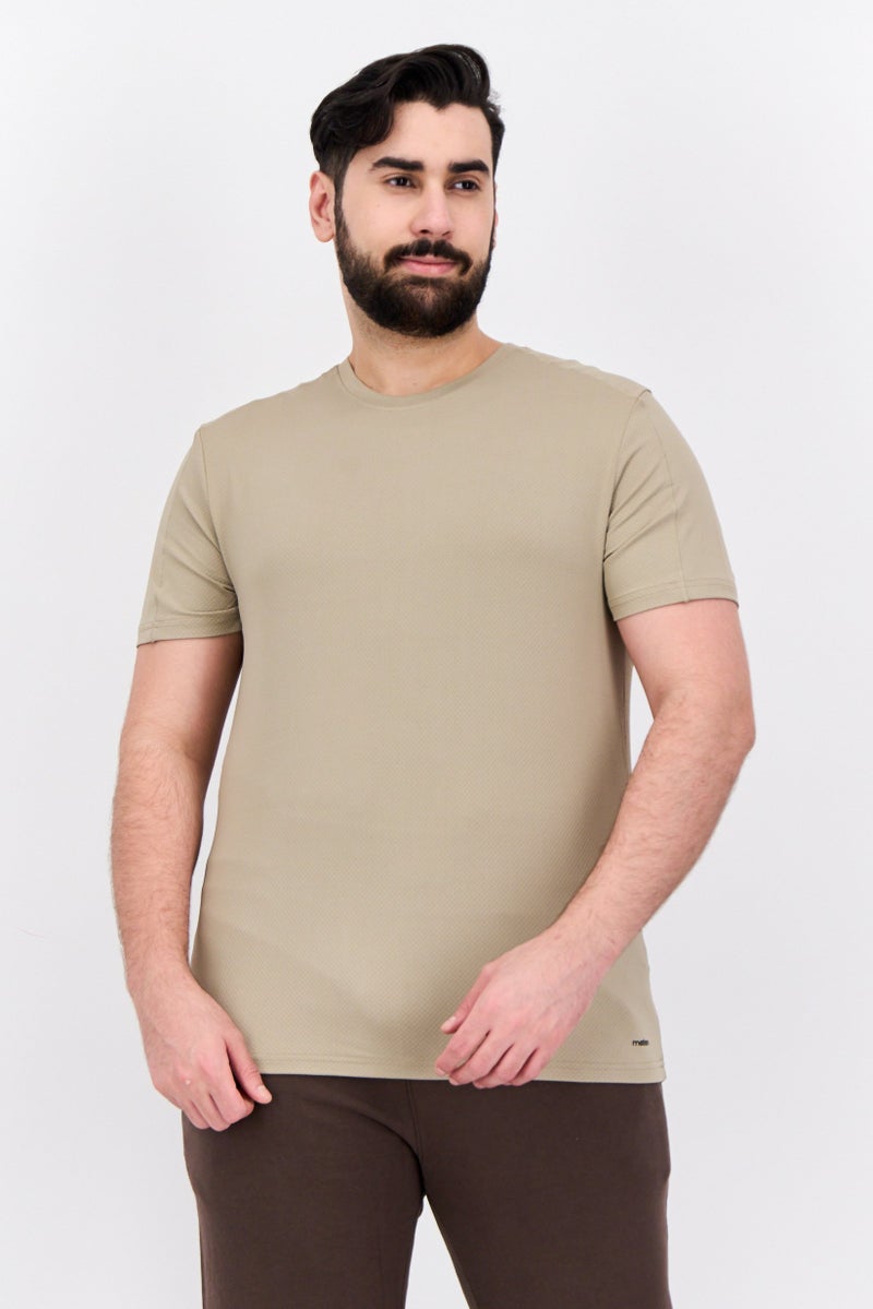 MOTION Men Sportswear Fit Short Sleeves Outdoor T-Shirt, Khaki - Image 1