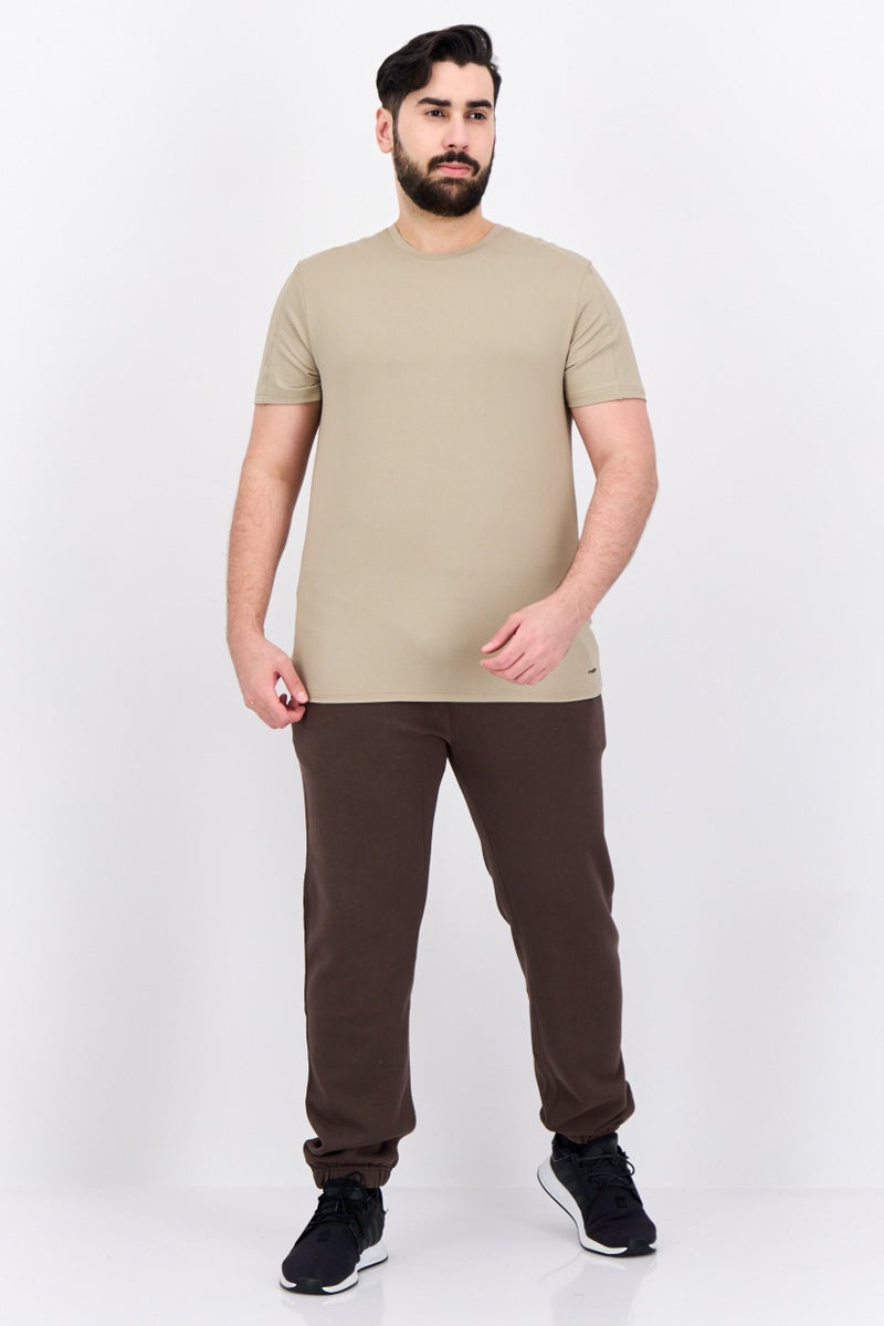 MOTION Men Sportswear Fit Short Sleeves Outdoor T-Shirt, Khaki - Image 4