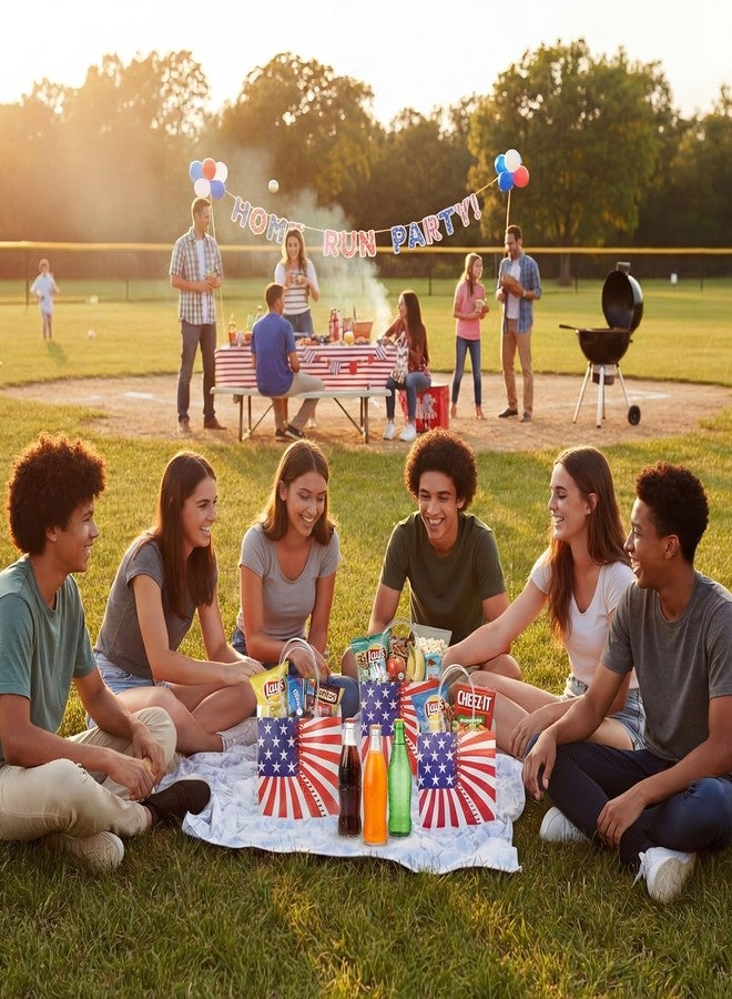 Sunnymove 12 Pcs 4th of July Patriotic Gift Bags with Handle Reusable PVC American Flag Treat Snack Candy Party Favor Bags Red White Blue Goodie Pouch for Independence Day 250th Anniversary Party Supplies - Image 5
