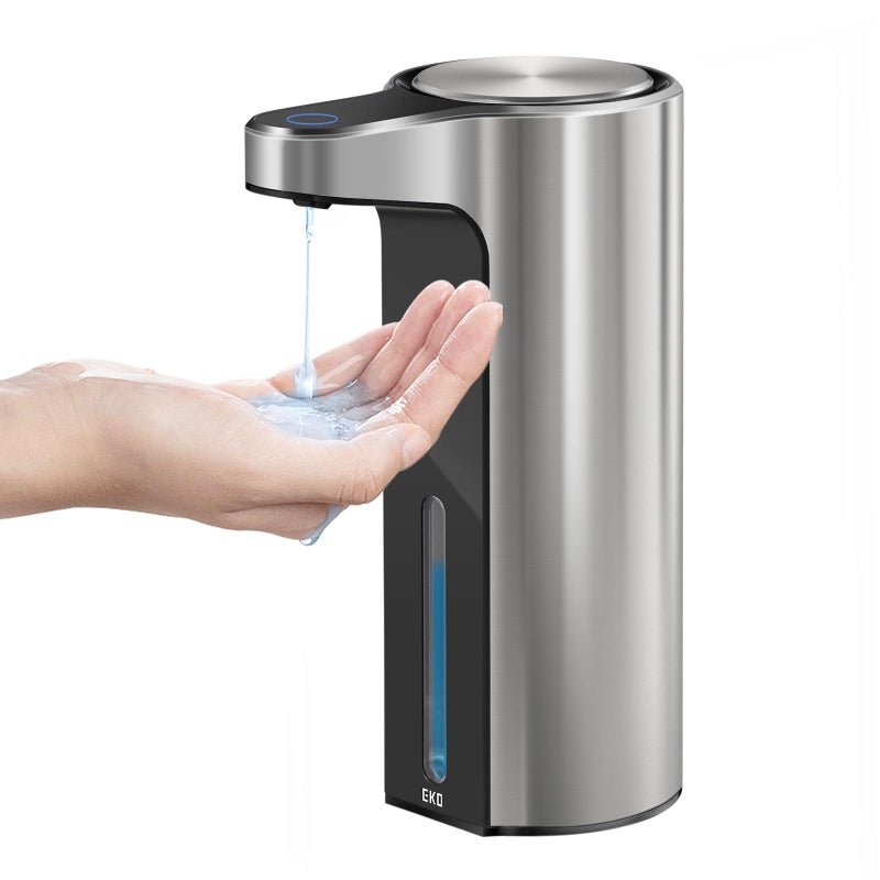 EKO Aroma Touchless Automatic Soap Dispenser for Kitchen and Bathroom, Liquid Hand Soap Dispenser, Water-Resistant and Rechargeable, 9 fl oz (Stainless) - Image 1