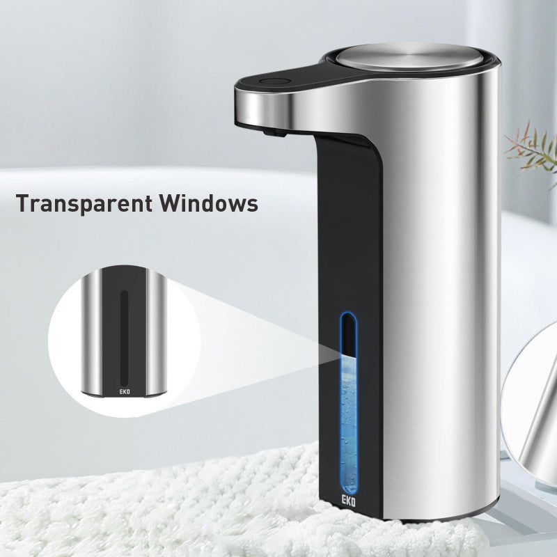 EKO Aroma Touchless Automatic Soap Dispenser for Kitchen and Bathroom, Liquid Hand Soap Dispenser, Water-Resistant and Rechargeable, 9 fl oz (Stainless) - Image 4