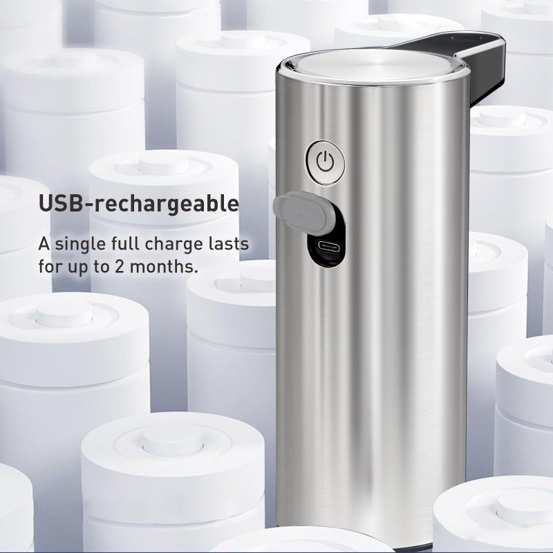 EKO Aroma Touchless Automatic Soap Dispenser for Kitchen and Bathroom, Liquid Hand Soap Dispenser, Water-Resistant and Rechargeable, 9 fl oz (Stainless) - Image 5