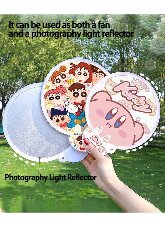 Generic 2 pieces of multifunctional small fans, 2 and 1 foldable photography light reflector, cartoon pattern, suitable for outdoor photography, small and portable and cute  - Image 2