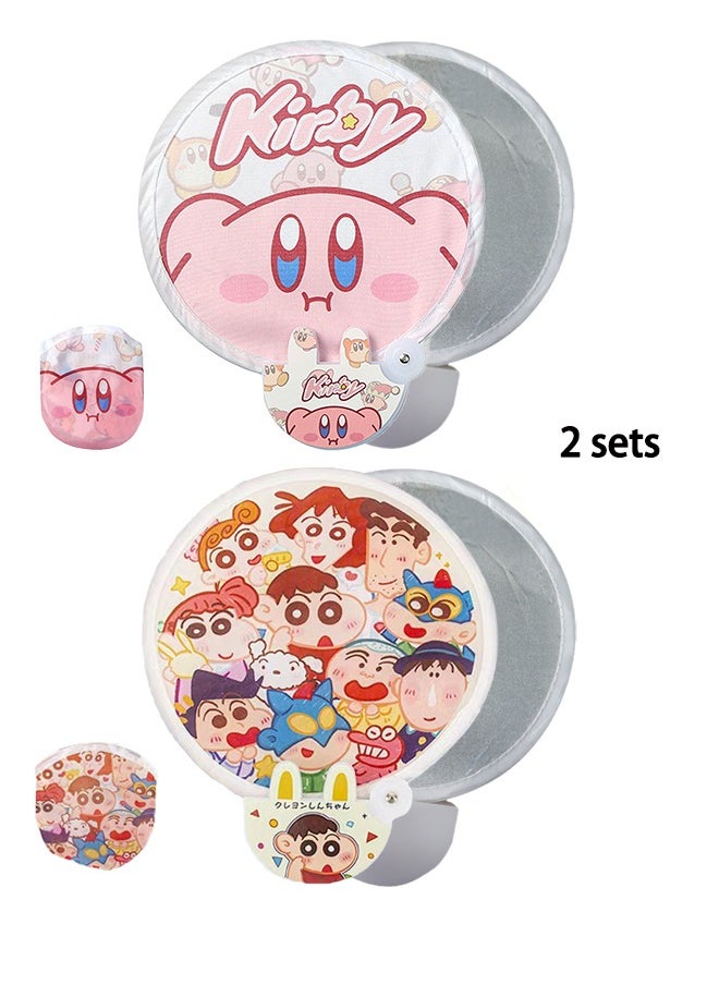 Generic 2 pieces of multifunctional small fans, 2 and 1 foldable photography light reflector, cartoon pattern, suitable for outdoor photography, small and portable and cute  - Image 1