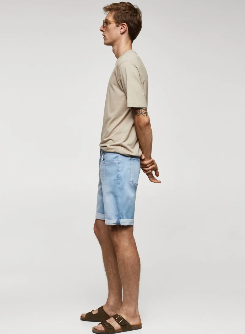 Mango Man Light Wash Denim Shorts