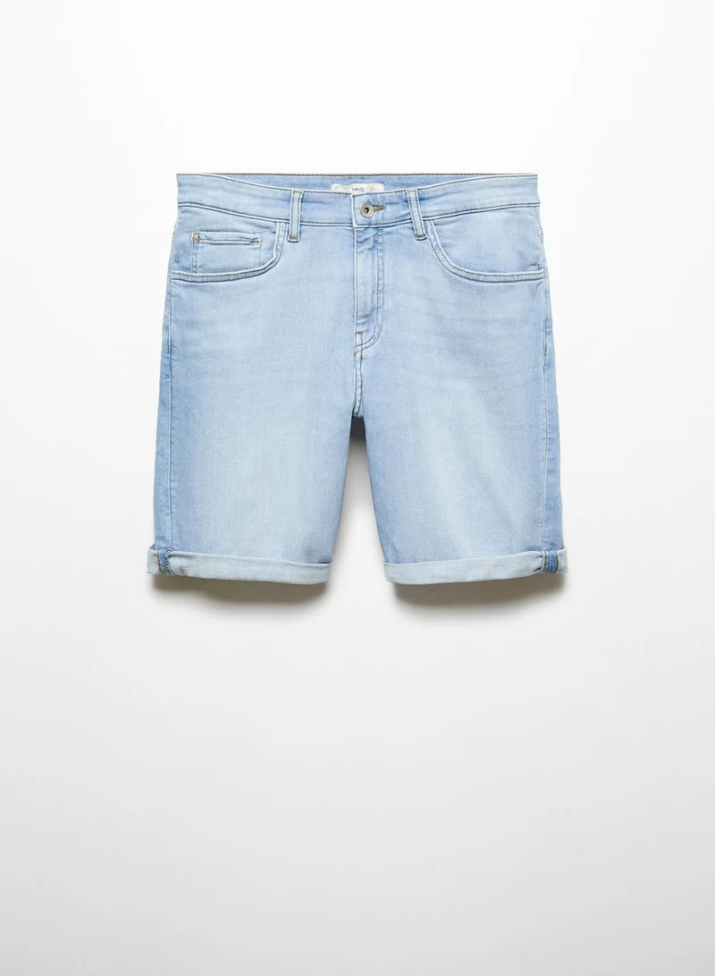 Mango Man Light Wash Denim Shorts
