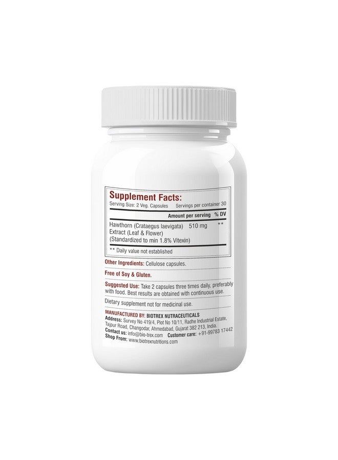 Biotrex Nutraceuticals Biotrex Hawthorn Berry 510mg - 60 Veg Capsules - Image 2