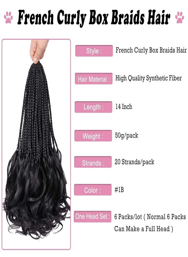 Dorsanee French Curl Crochet Braids 14 Inch 6 Packs Crochet Box Braids With Curly Ends Goddess Box Braids Crochet Hair Pre Looped French Curl Braiding Hair for Women (#1B) - Image 2