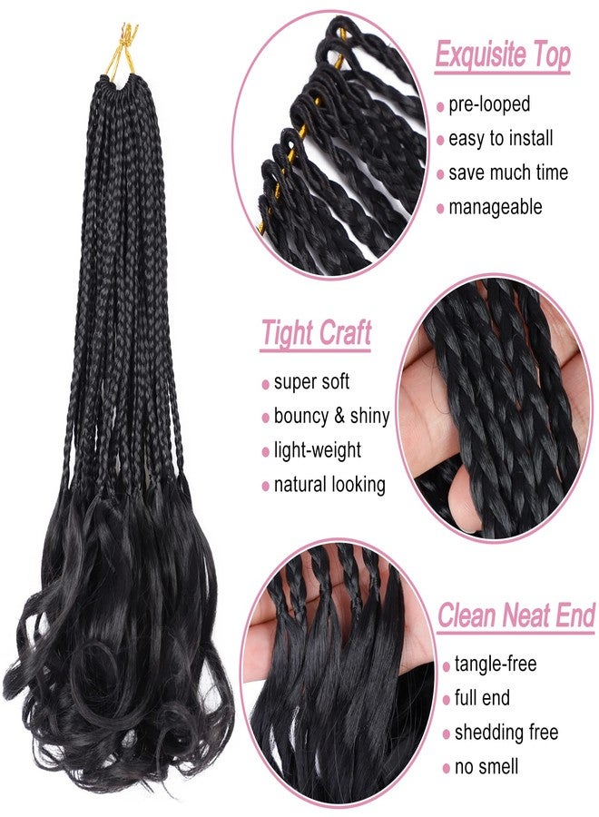 Dorsanee French Curl Crochet Braids 14 Inch 6 Packs Crochet Box Braids With Curly Ends Goddess Box Braids Crochet Hair Pre Looped French Curl Braiding Hair for Women (#1B) - Image 5