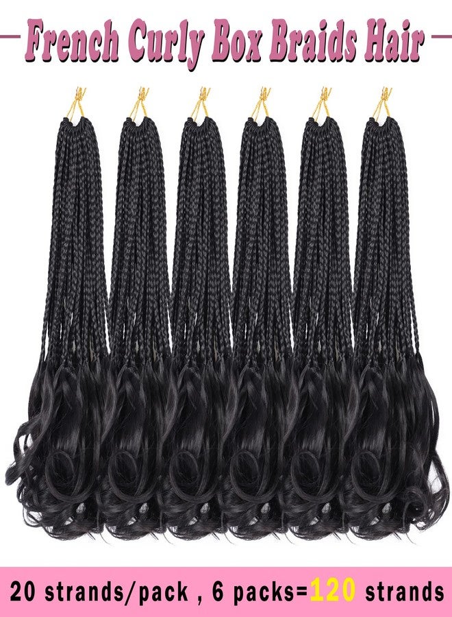 Dorsanee French Curl Crochet Braids 14 Inch 6 Packs Crochet Box Braids With Curly Ends Goddess Box Braids Crochet Hair Pre Looped French Curl Braiding Hair for Women (#1B) - Image 3