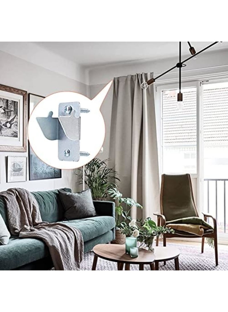 Luckam 10 Metal Curtain Rod Brackets, Durable Wall Mounted Holders with Screws for Double Rods, Ideal for Home and Office, Silver Finish - Image 2