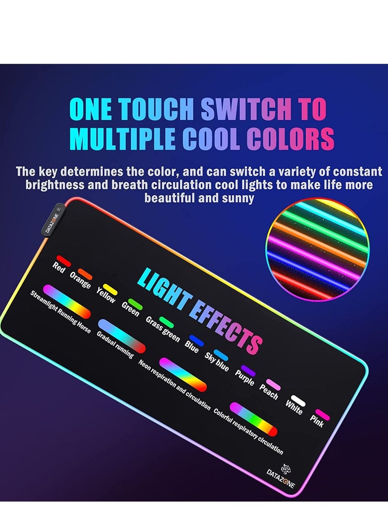 Datazone - 900x400x4mm Gaming RGB Mouse Pad, Smooth Keyboard and Mouse Pad for Computers - Image 1