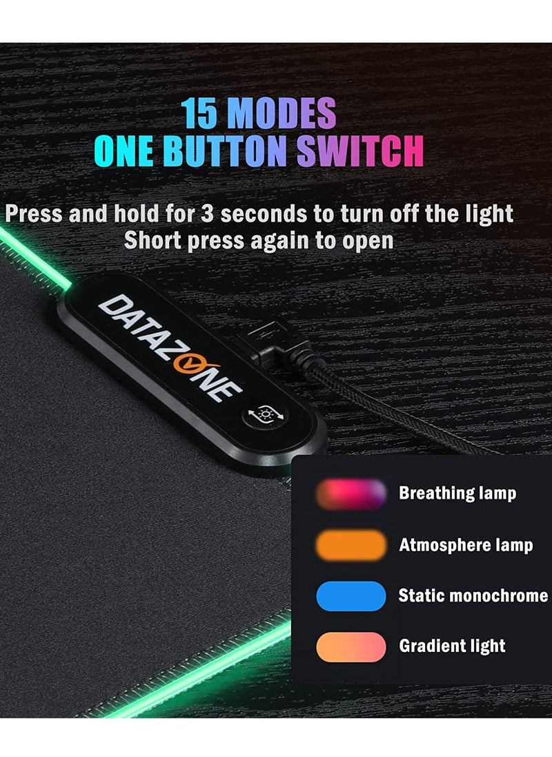 Datazone - 900x400x4mm Gaming RGB Mouse Pad, Smooth Keyboard and Mouse Pad for Computers - Image 1