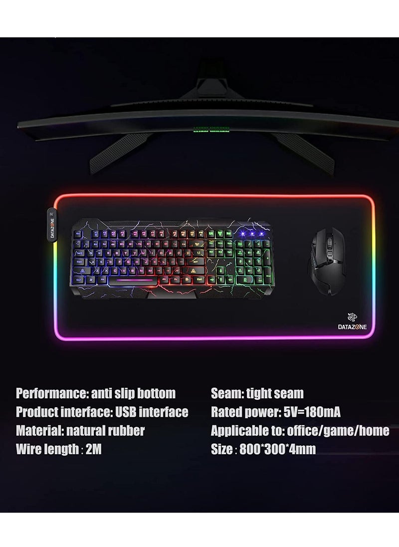 Datazone - 900x400x4mm Gaming RGB Mouse Pad, Smooth Keyboard and Mouse Pad for Computers - Image 1