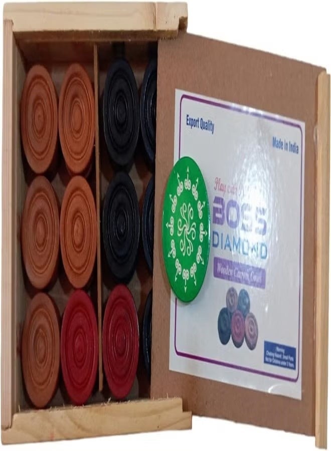 لوحة كاروم مع حامل وعملات معدنية ومضرب ومسحوق للأطفال والكبار (الحجم 32 × 32 بوصة) - Image 4