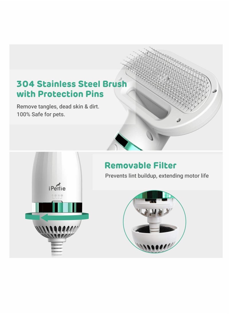 Captaintech Pet Hair Dryer 2 with Slicker Brush, 3 Heat Settings, One-Button Hair Removal, Portable Dog Blower, Professional Home Grooming Furry Drying for Small Large Cat Dog  - Image 5