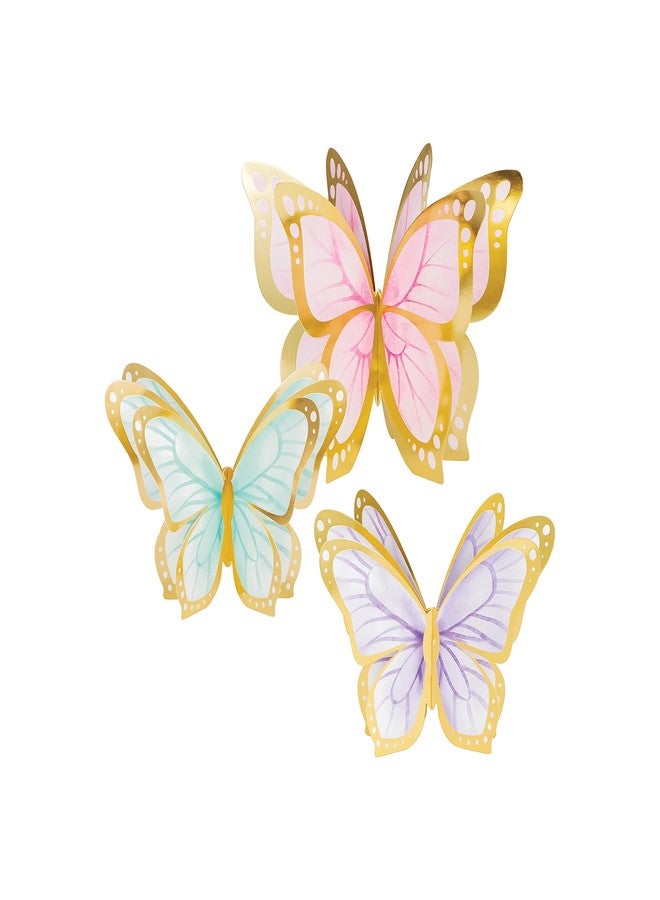 كرييتف كونفيرتينج قطعة مركزية على شكل فراشة ذهبية، 3 قيراط، ذهبي، وردي، بنفسجي - Image 1