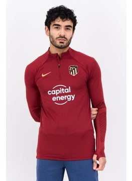 Men Slim Fit Long Sleeves Football Madrid Strike Jersey, Maroon