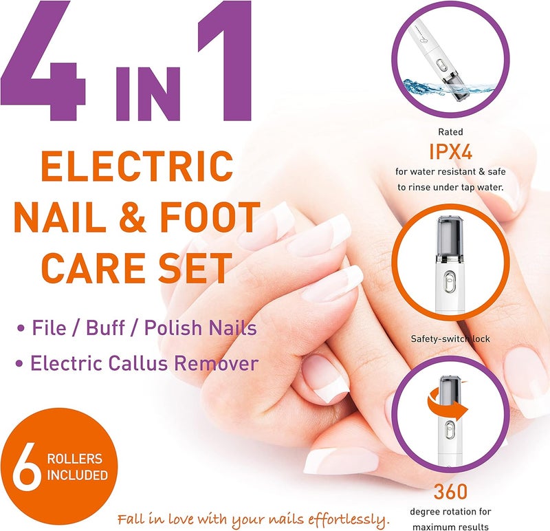 Own Harmony Electric Nail Buffer and Shine Kit for Natural Nails: Manicure Pedicure Tools with Callus Remover Foot Care, Best Electronic Mani Pedi Polisher Set to Buff, Polish, File Thick Toenails - Image 2