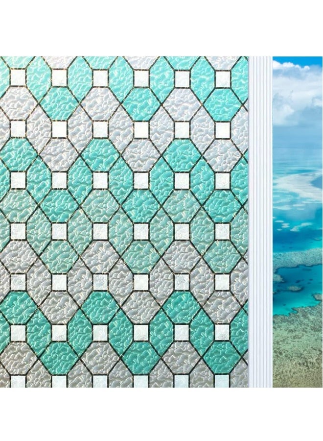 Stained Glass Effect Window Film - Decorative Privacy Film, Static Cling, No Glue - Ideal for Bathroom, Bedroom, Office (11.8in x 78.7in) - Image 1