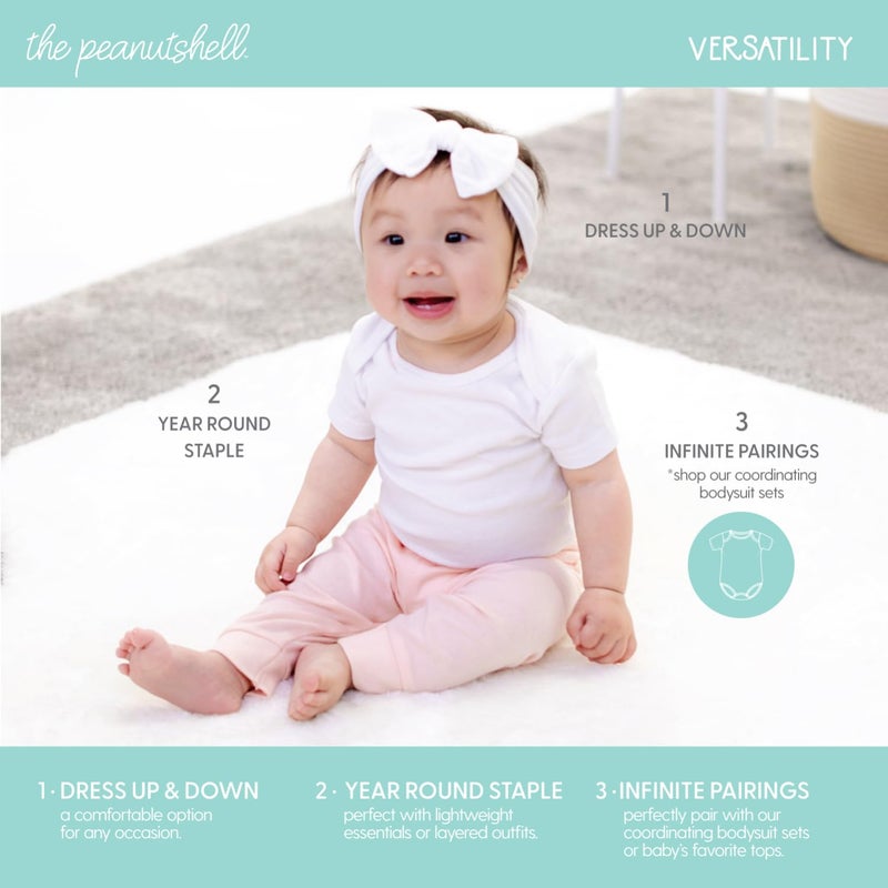 The Peanut Shell The Peanutshell 5 Pack Baby Girl Pants Set - 100% Cotton Toddler Pants for Girls, 6-9 Month Clothes for Toddlers and Babies - Butterfly Kisses Multicolor - Image 2