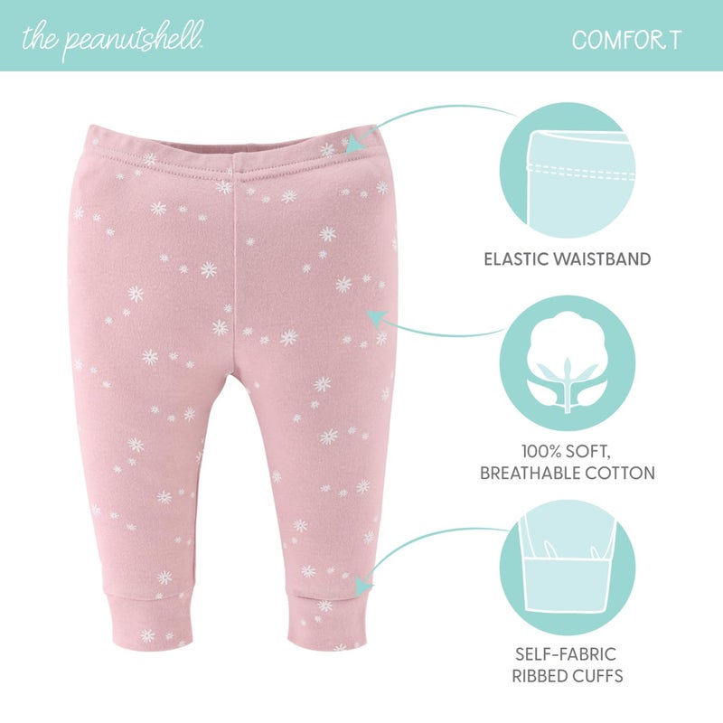 The Peanut Shell The Peanutshell 5 Pack Baby Girl Pants Set - 100% Cotton Toddler Pants for Girls, 6-9 Month Clothes for Toddlers and Babies - Butterfly Kisses Multicolor - Image 3
