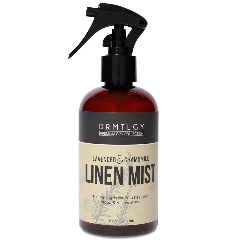 DRMTLGY Natural Lavender Linen Mist and Room Spray. Pure Lavender Essential Oil and Chamomile Pillow Spray, and Fabric Aromatherapy Spray, 8 oz - Image 1