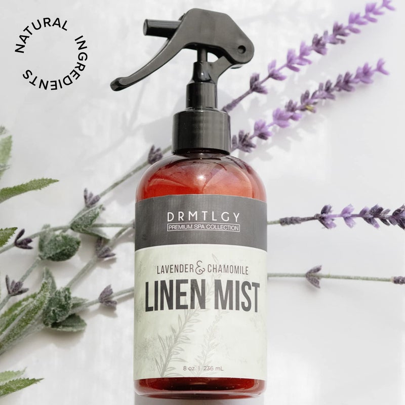 DRMTLGY Natural Lavender Linen Mist and Room Spray. Pure Lavender Essential Oil and Chamomile Pillow Spray, and Fabric Aromatherapy Spray, 8 oz - Image 4