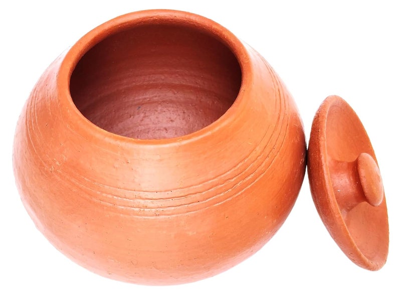 VILLAGE KRAFT VILLAGE KRAFT Handcrafted Earthen Dip Bowl for Serving ChutneyKetchupPickleSauce ContainerVesselUtensil Potwith Spoon Lid for DiningRestaurantHotel 350 Ml 1 Pc Brick Red - Image 3