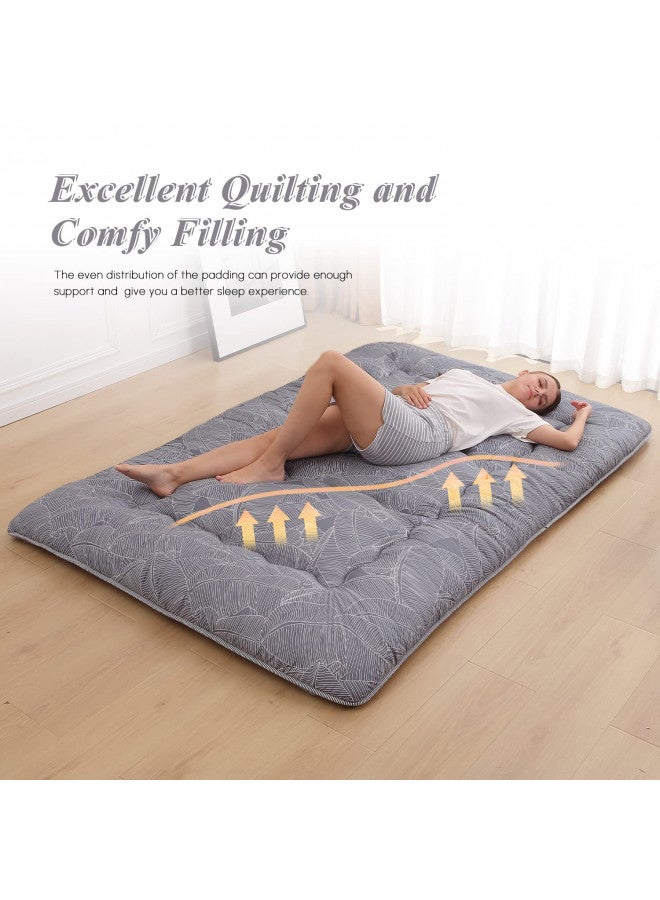 XICIKIN XICIKIN Japanese Floor Mattress, Japanese Futon Mattress Foldable Mattress, Roll Up Mattress Tatami Mat with Washable Cover, Easy to Store and Portable for Camping,(Grey Feather,Twin)  - Image 4