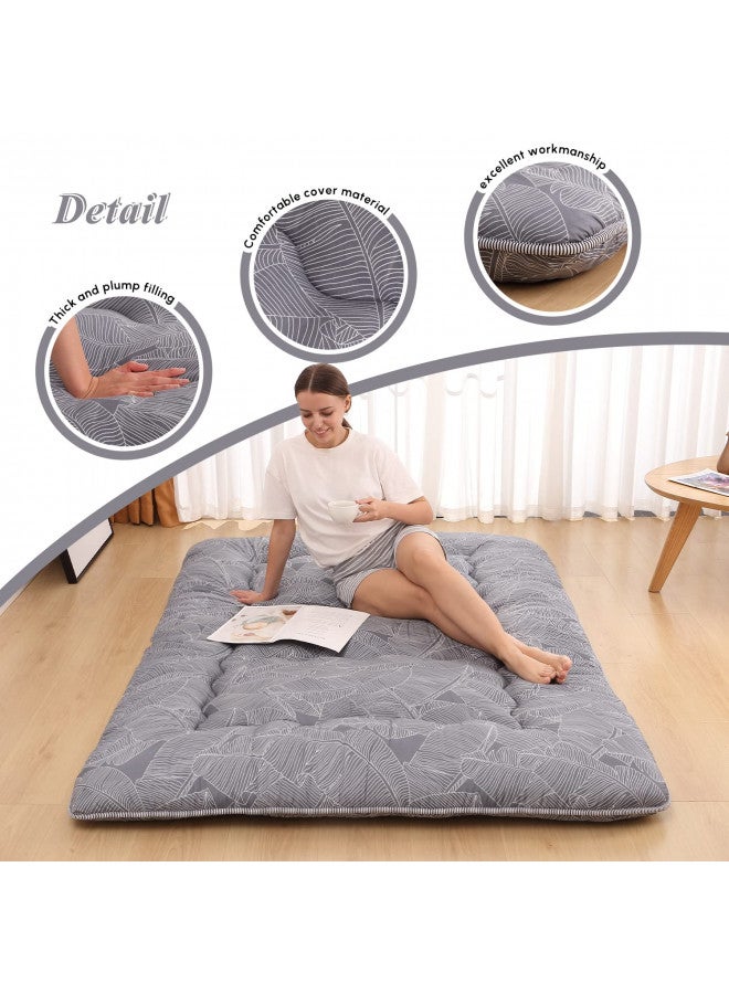 XICIKIN XICIKIN Japanese Floor Mattress, Japanese Futon Mattress Foldable Mattress, Roll Up Mattress Tatami Mat with Washable Cover, Easy to Store and Portable for Camping,(Grey Feather,Twin)  - Image 1