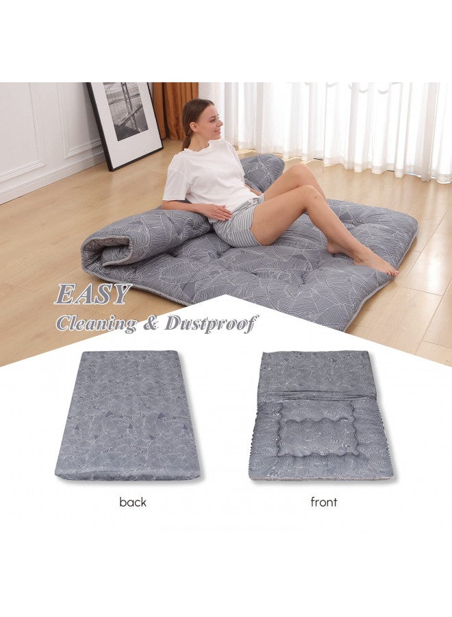 XICIKIN XICIKIN Japanese Floor Mattress, Japanese Futon Mattress Foldable Mattress, Roll Up Mattress Tatami Mat with Washable Cover, Easy to Store and Portable for Camping,(Grey Feather,Twin)  - Image 3
