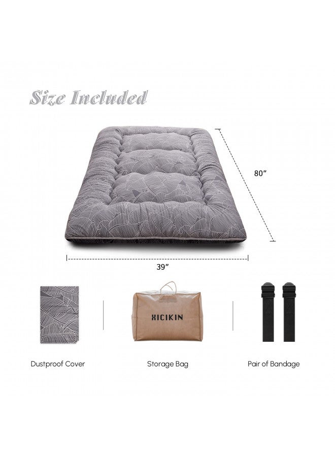 XICIKIN XICIKIN Japanese Floor Mattress, Japanese Futon Mattress Foldable Mattress, Roll Up Mattress Tatami Mat with Washable Cover, Easy to Store and Portable for Camping,(Grey Feather,Twin)  - Image 2